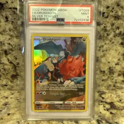 2022 POKEMON SWORD & SHIELD SILVER TEMPEST #TG09 FULL ART/DRUDDIGON PSA 9 - Image 1