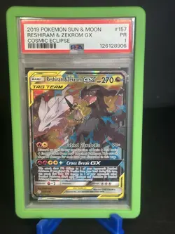 PSA 1 ✅Pokemon 2019 Sun and Moon Cosmic Eclipse #259 Reshiram & Zekrom GX - Image 1