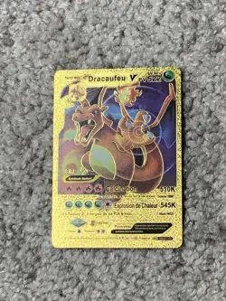 Charizard (Dracaufeu) V HP522 Rare French Gold Accent Foil Fan Art Cards - Image 1