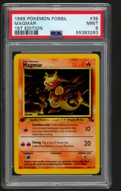 1999 Pokemon TCG Fossil Set 1st Edition #39 Magmar PSA 9 MINT WOTC Vintage - Image 1