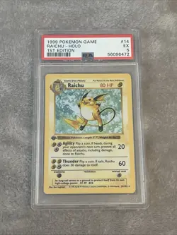 ⚡1999 Pokemon Base Set 1st Edition Shadowless Holo Raichu #14 PSA 5 EX - Image 1