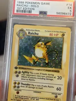 ⚡1999 Pokemon Base Set 1st Edition Shadowless Holo Raichu #14 PSA 5 EX - Image 2