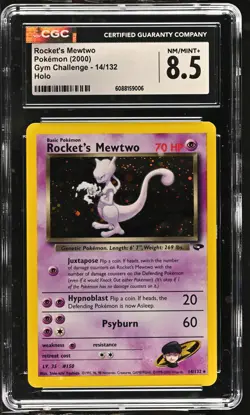 CGC 8.5 Rocket's Mewtwo 2000 Gym Challenge 14/132 Holo Pokemon Card - Image 1