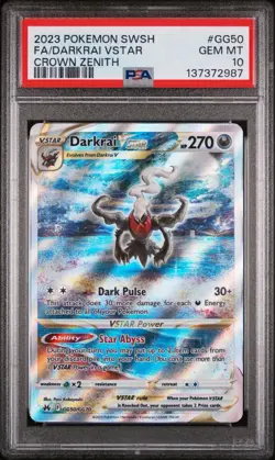 PSA 10 Darkrai VSTAR GG50 Pokemon Crown Zenith Ultra Rare Holo - Image 1