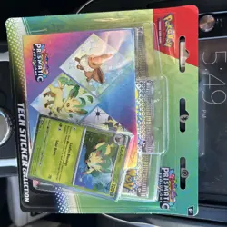 Pokemon TCG: Prismatic Evolutions 3-Pack Blister Tech Sticker Collection Leafeon - Image 1