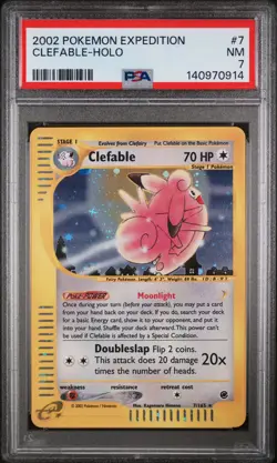 2002 POKEMON EXPEDITION #7 CLEFABLE-HOLO PSA 7 - Image 1