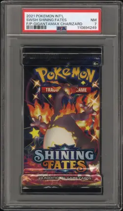 2021 Pokemon INT'L Shining Fates Foil Booster Pack Charizard Art PSA 7 Near Mint - Image 1
