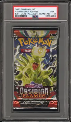 2023 Pokemon S&V Obsidian Flames Booster Pack Terastallized Tyranitar PSA 9 Mint - Image 1