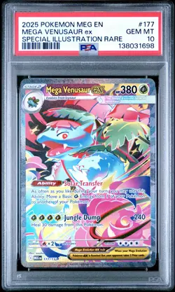 2025 Pokemon Mega Evolution Base #177 SIR Mega Venusaur ex PSA 10 Gem Mint - Image 1