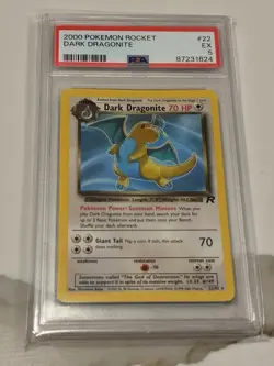 2000 Pokemon Rocket Dark Dragonite #22 PSA 5 - Image 1