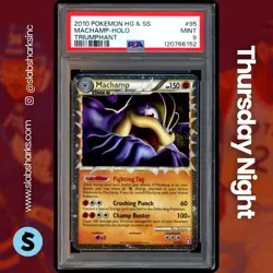 2010 POKEMON HEARTGOLD & SOULSILVER TRIUMPHANT #95/102 MACHAMP PRIME PSA 9 - Image 1