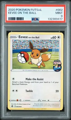2020 POKEMON FUTSAL #002 EEVEE ON THE BALL PSA 9 - Image 1