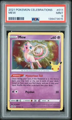 2021 Mew Holo Rare Pokemon TCG Celebrations 011/025 PSA 9 Mint - Image 1