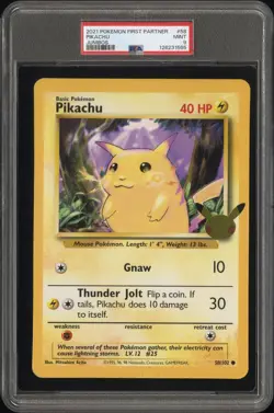 2021 Pokemon First Partner Jumbos #58 Pikachu PSA9 - Image 1