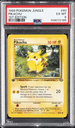 1999 POKEMON JUNGLE 1ST ED #60 PIKACHU PSA 6 - Image 1