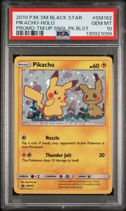 2019 POKEMON SM BLACK STAR PROMO PIKACHU #SM162 PSA 10 GEM MINT #130921099 SWIRL - Image 1