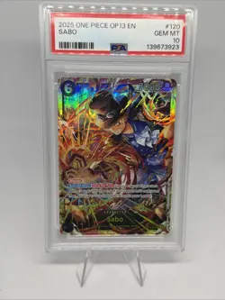 2025 One Piece OP13 EN Sabo Secret Rare Foil #120 PSA 10 Fresh Slab! - Image 1