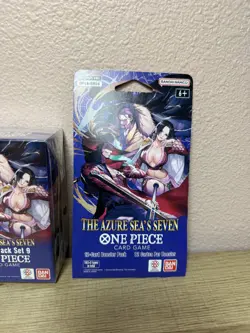 One Piece TCG Double Pack Set 9 The Azure Seas Seven SEALED! Lot of 2 + 2 Packs - Image 2