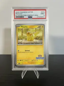 PIKACHU #214 BLACK STAR PROMO ILLUSTRATION CONTEST 2024 POKEMON SVP EN PSA 9 - Image 1