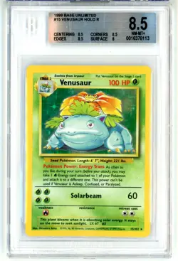 BGS NM-MT+ 8.5 Pokemon TCG Venusaur 15/102 Base Set Unlimited Holo Rare (1999) - Image 1