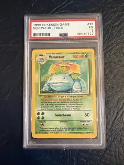Pokemon Venusaur Holo Rare Base Set Card 15/102 WOTC TCG 1999 PSA 5 - Image 1