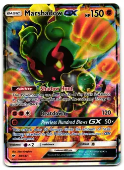 Marshadow GX 80/147 - Burning Shadows Rare GX Pokemon TCG Holo - M/LP Card - Image 1