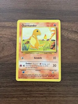 Pokemon TCG Charmander Base Set 46/102 Regular Unlimited Common Card MP - Image 1