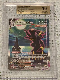 2021 POKEMON EVOLVING SKIES ALTERNATE ART #215 UMBREON VMAX Graded BGS 10 Gold - Image 1