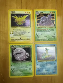 Pokemon WOTC Lot Of 4 Holographic Rare Cards Zapdos, Lapras, Muk, Dark Weezing - Image 1