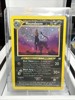 Pokemon TCG Houndoom 8/64 🌀SWIRL DOUBLE HOLO🌀 Holo Rare Neo Revelation - NM - Image 1