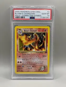 2000 Pokemon Blaines Charizard CORRECTED Fire Symbol Gym Challenge PSA 10 Gem - Image 1