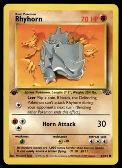 Pokemon TCG Jungle 1st Edition #61/64 Rhyhorn LP+ - Image 1