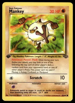 Pokemon TCG Jungle 1st Edition #55/64 Mankey LP+ - Image 1