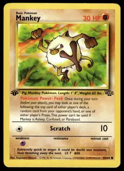 Pokemon TCG Jungle 1st Edition #55/64 Mankey LP+ - Image 1