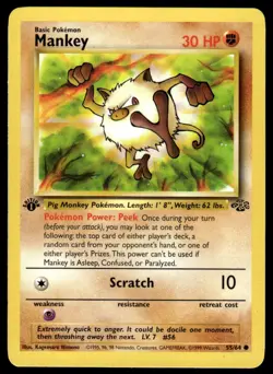 Pokemon TCG Jungle 1st Edition #55/64 Mankey LP+ - Image 1