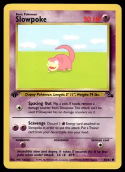 Pokemon TCG Fossil 1st Edition #55/62 Slowpoke LP+ - Image 1