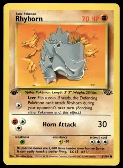 Pokemon TCG Jungle 1st Edition #61/64 Rhyhorn LP+ - Image 1