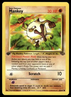 Pokemon TCG Jungle 1st Edition #55/64 Mankey LP+ - Image 1