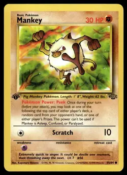 Pokemon TCG Jungle 1st Edition #55/64 Mankey LP+ - Image 1
