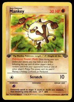 Pokemon TCG Jungle 1st Edition #55/64 Mankey LP+ - Image 1