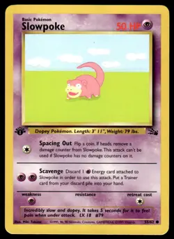 Pokemon TCG Fossil 1st Edition #55/62 Slowpoke LP+ - Image 1