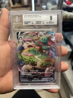 2020 Pokemon Sword & Shield 142/202 Snorlax Vmax BGS 9 Mint PSA CGC - Image 1
