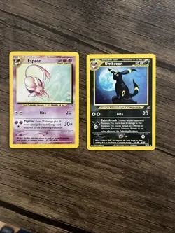 Pokemon Espeon 1/75 and Umbreon 13/75 Neo Discovery Holo Rare - Image 1