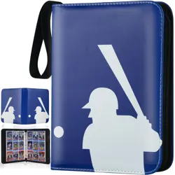 Sports Card Binder with 50 Sleeves 9 Pocket Collectible Album Blue - Image 1