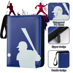 Sports Card Binder with 50 Sleeves 9 Pocket Collectible Album Blue - Image 3