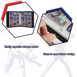 Sports Card Binder with 50 Sleeves 9 Pocket Collectible Album Blue - Image 4
