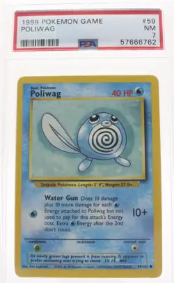 PSA 7 NEAR MINT 1999 Pokemon Game Base #59 Poliwag !!! - Image 1