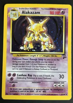 Pokemon TCG Alakazam 1/130 Base Set 2 Holo LP - Image 1