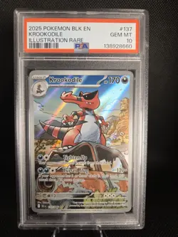 Pokemon Krookodile Black Bolt Illustration Rare IR Holo Card 137/086 PSA 10 Gem - Image 1