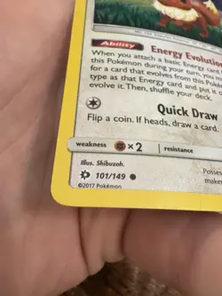 Pokemon TCG Eevee 101/149 Cosmos Holo Promo Card Sun & Moon Derpy - Image 3